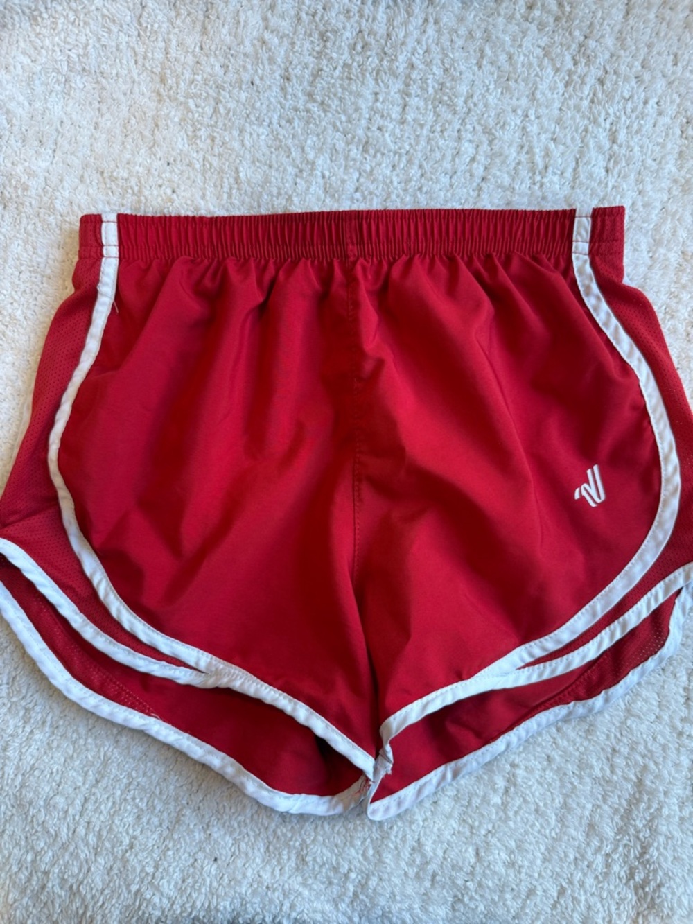 VARSITY CHEER Red Women’s Athletic Shorts with White Trim